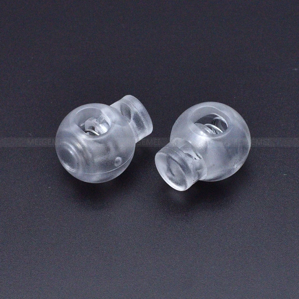 1000pcs/pack  Cord Lock Round Ball Toggle Stopper Plastic  Toggle Clip Widely For Bag Backpack/Clothing Clear White