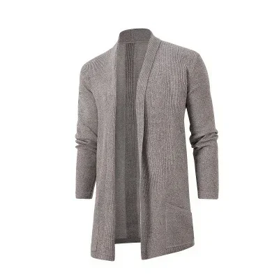 

2023 New Men's Medium Length Slim Fit Windbreaker Knitwear Large Casual Cardigan Coat