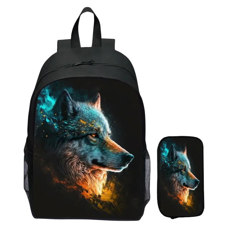 DIY customized children's backpack set Magic Wolf elementary school backpack kindergarten backpack pencil case