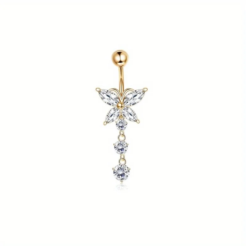 Gold Plated Belly Button Ring, Classic Navel Jewelry