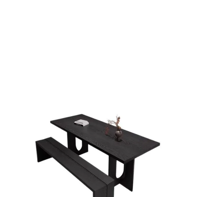 

Черный обеденный стол из цельного дерева в скандинавском стиле ваби, прямоугольный стол из журнала, офисный ясень, переговоры из цельного дерева