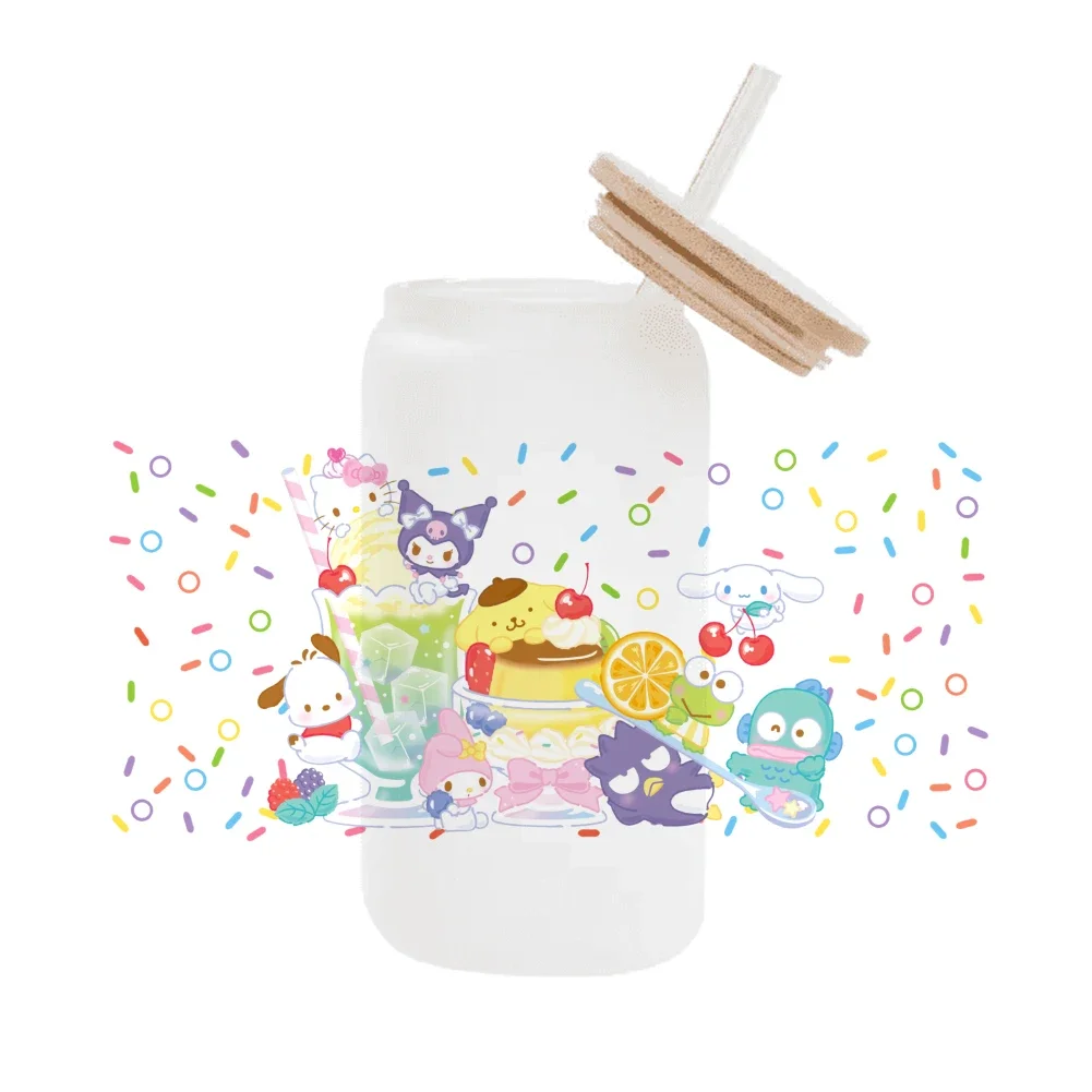 Sanrio мультфильм для Libbey 16oz Can Glass 3D водонепроницаемый UV DTF кофе банка обернуть Libbey стеклянная пленка