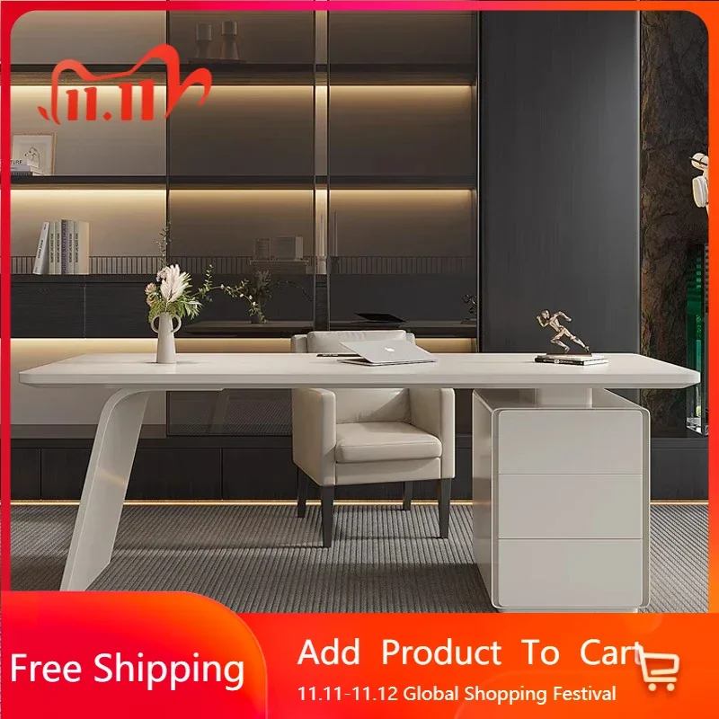 

Designer Modern White Office Desks Storage Chair Asthetic Executive Standing Computer Desks Bedroom Scrivania Home Furniture