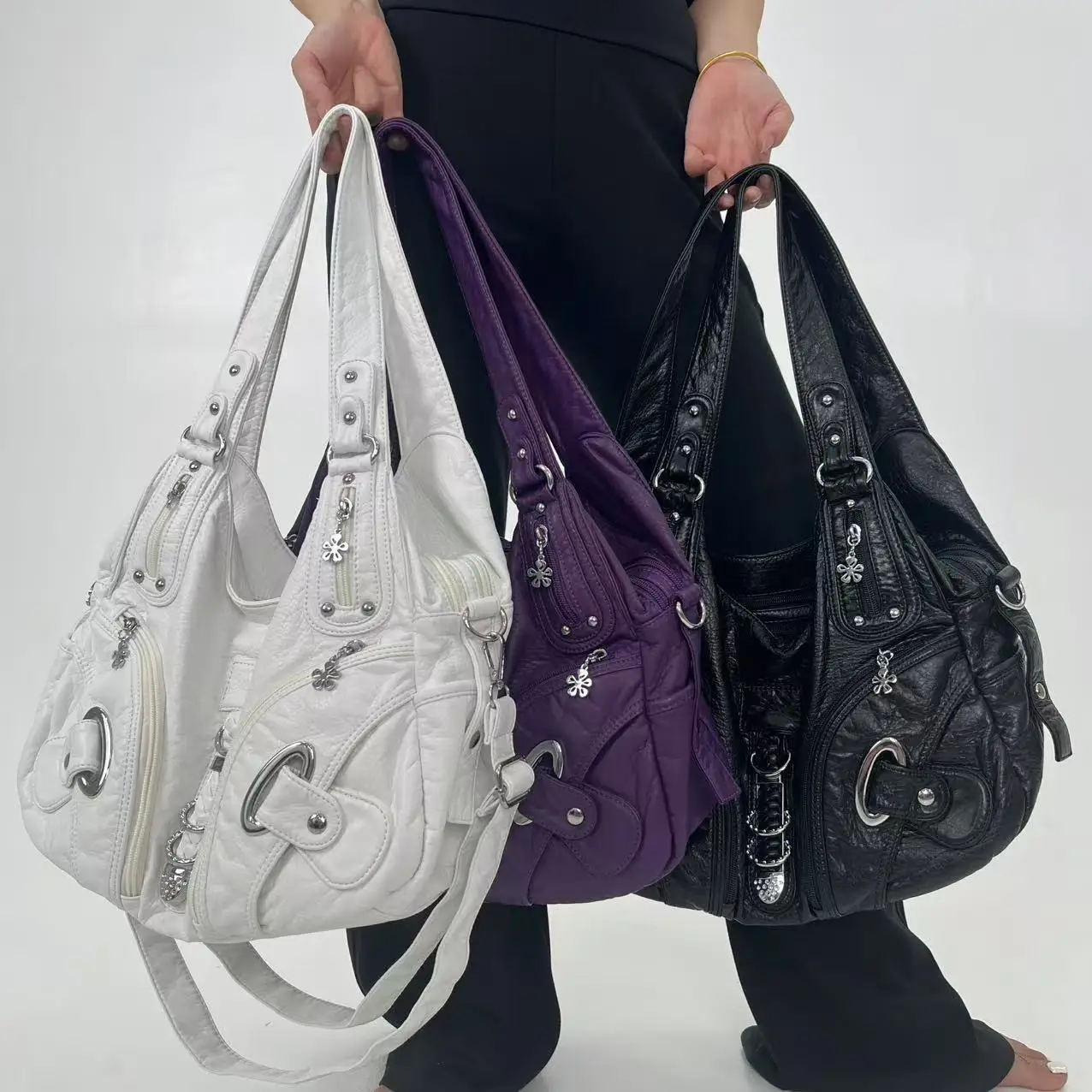 

Ladies' fashion Y2K street chic Tote bag, large capacity, vintage distressed, single shoulder bag