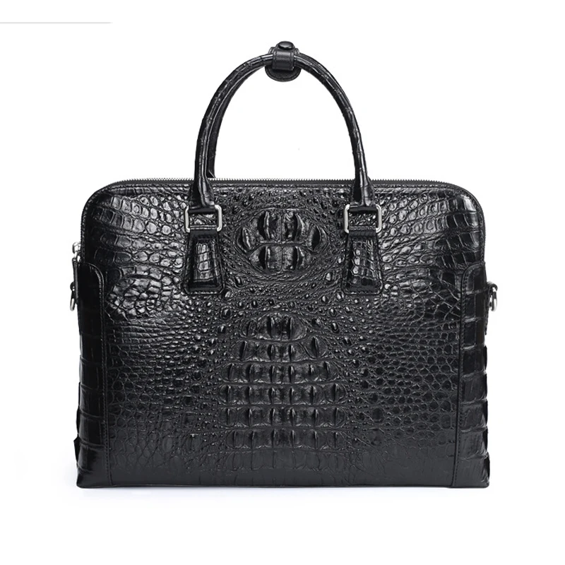 Sacs pour ordinateur portable Alligator pour hommes, cuir véritable de crocodile, étui à bombes pour hommes, marque de luxe, sacs à main pour hommes, sac d'ordinateur Messenger, nouveau, 2024