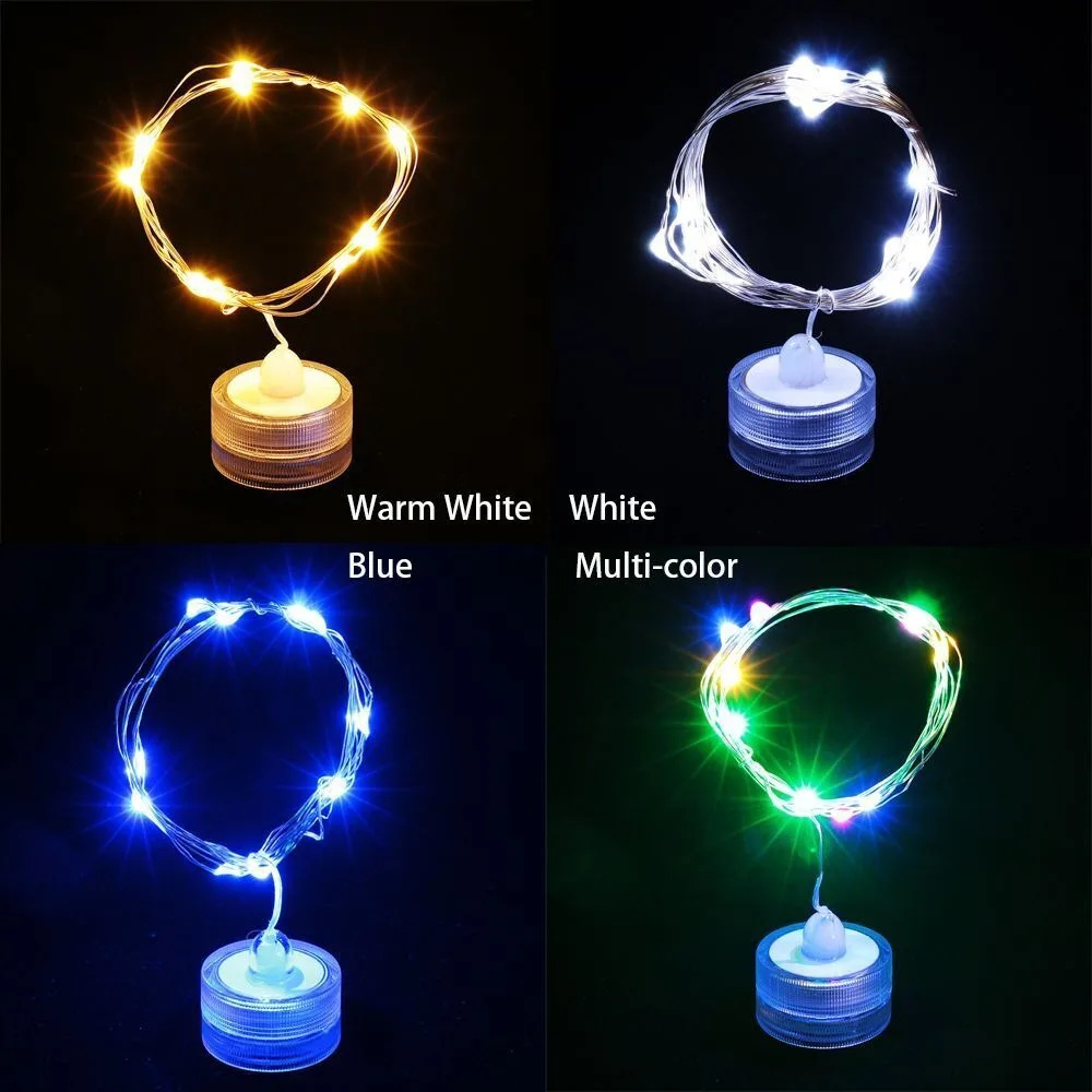 Beautiful Party Fairy Light Waterproof Copper Wire Submersible Light 10/20 LED Decal Fairy String