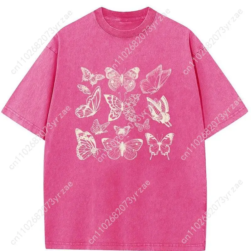 레트로 티셔츠 나비 남자 여자 고품질 빈티지 티셔츠 코튼 반팔 패션 티셔츠 부드러운 통기성 탑