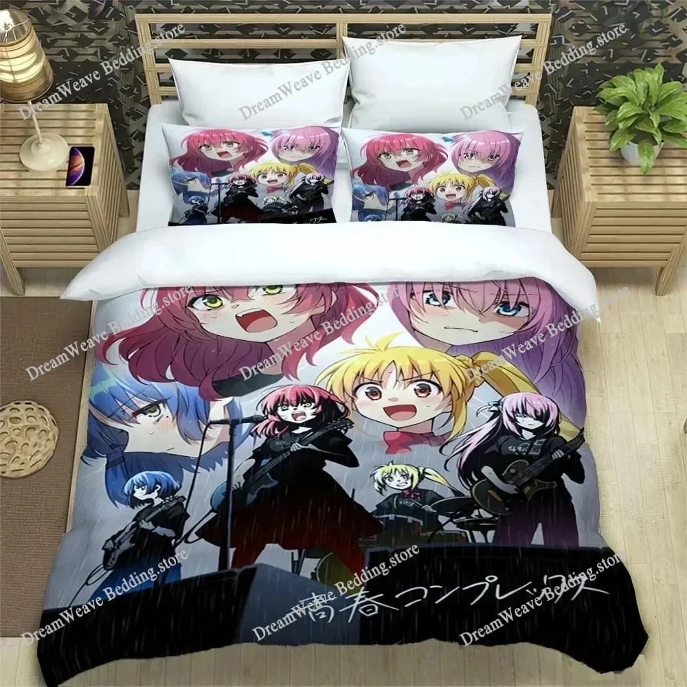 

Bocchi the Rock Kessoku Band Bedding Set Cartoon Anime set Adult Kid Bedroom Duvet cover Sets 3D Print Kawaii Anime Luxury Gift