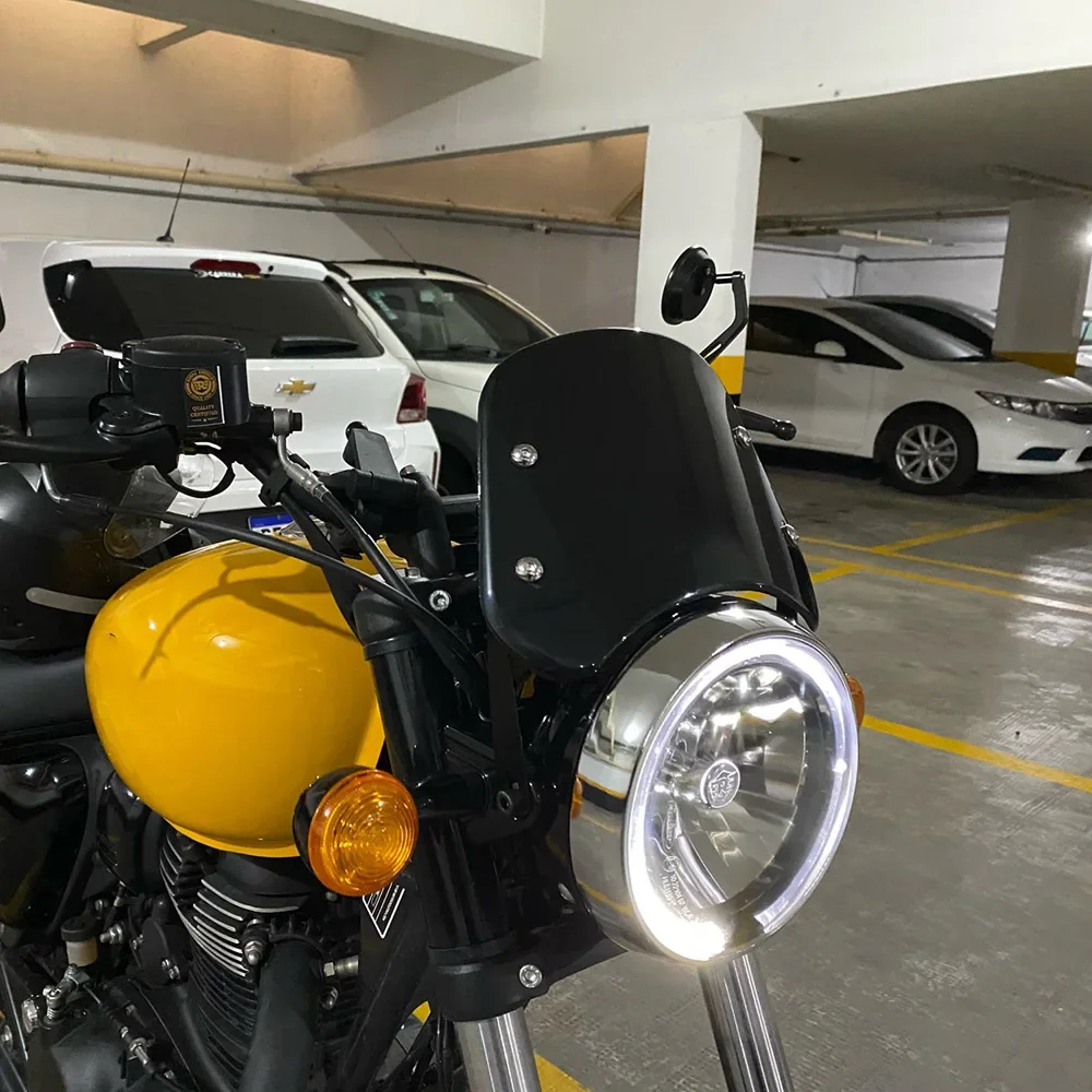 For RoyalEnfield Royal Enfield Meteor 350 Motorcycle Accessories Retro Windscreen Windshield Wind Screen Deflector Cover Guard