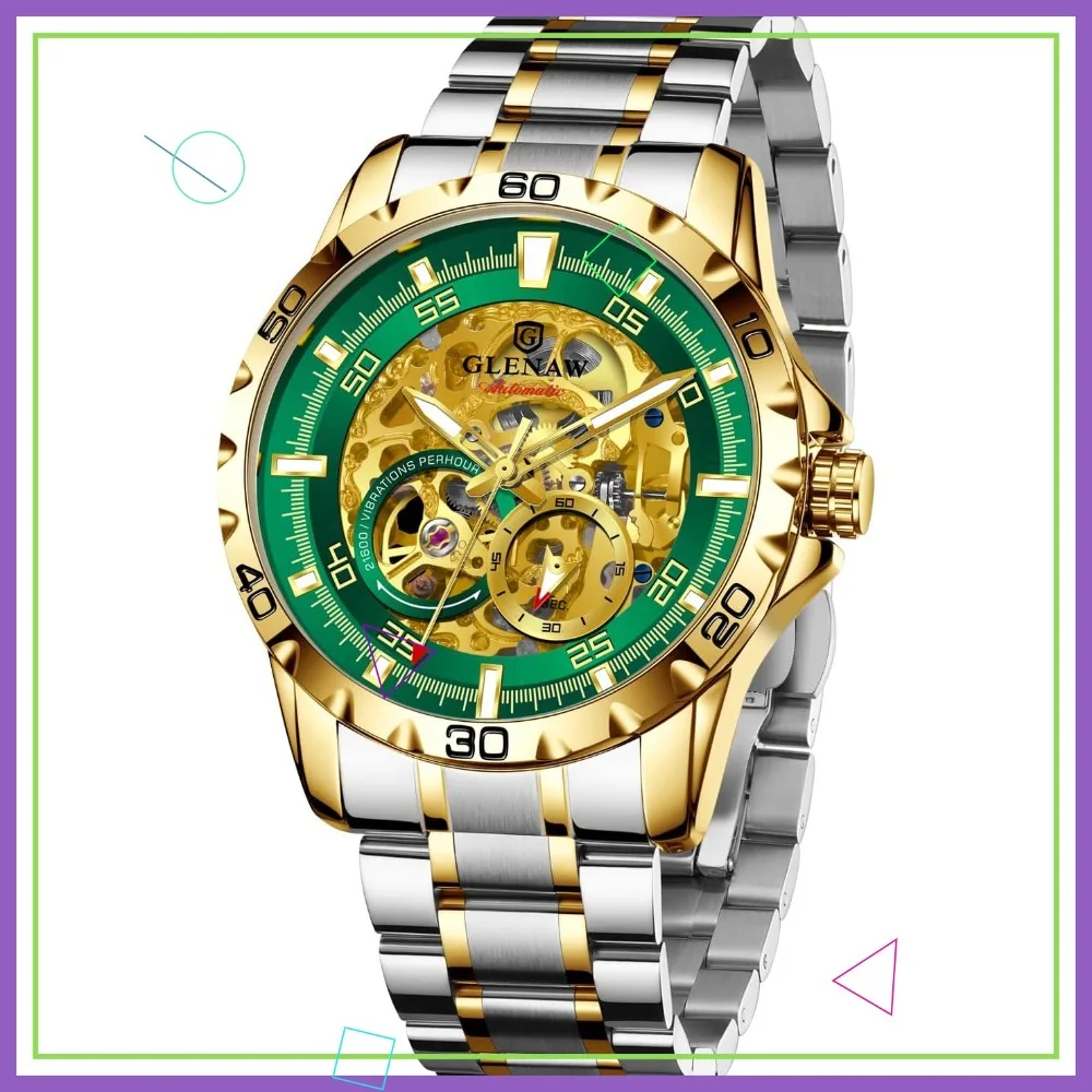 

Men's Automatic Watch, Skeleton Dial, 30ATM Waterproof, Stainless Steel Band