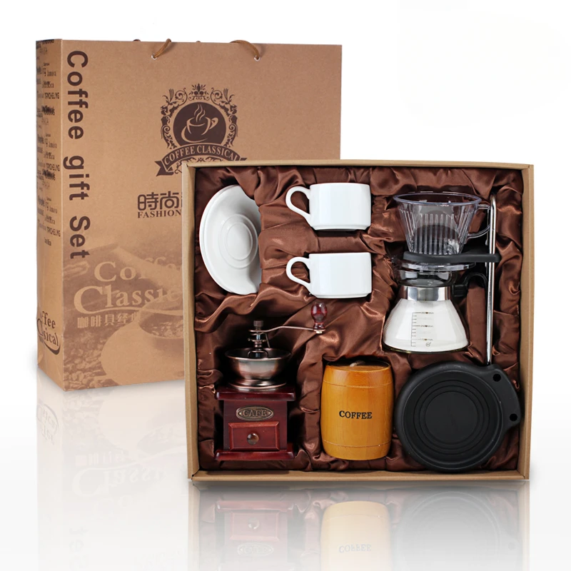 

Coffee utensils gift box set, hand brewed drip filter coffee pot, hand shaken grinder, storage bucket, cup