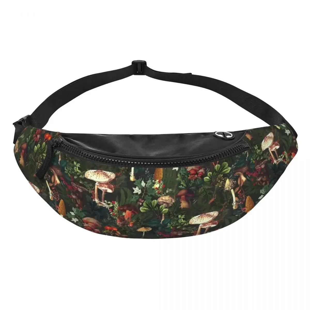 Vintage Night Mushrooms Fanny Pack for Travel Hiking Men Women Botanical Forest Garden Crossbody Waist Bag Phone Money Pouch