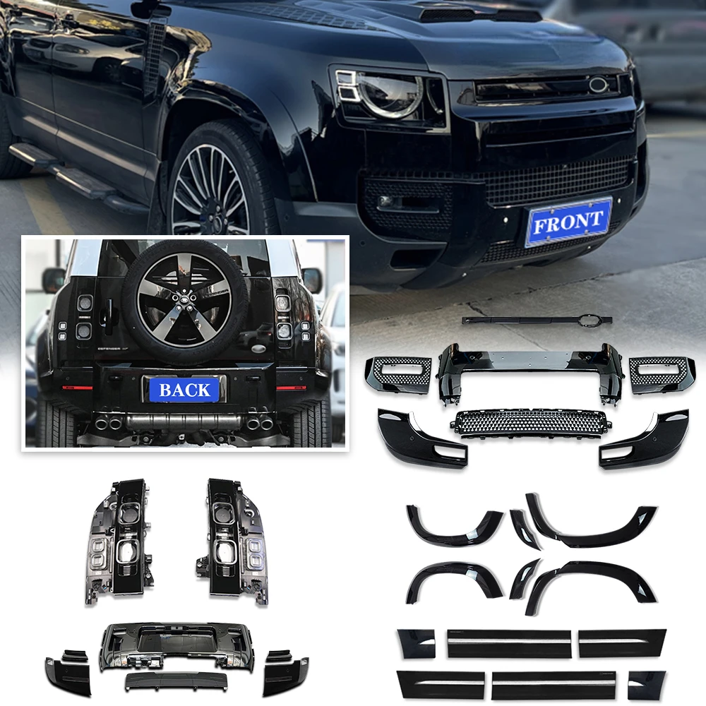 

All Glossy Black Car Accessories Body Parts Front Bumper For Land Rover Defender Bodykit