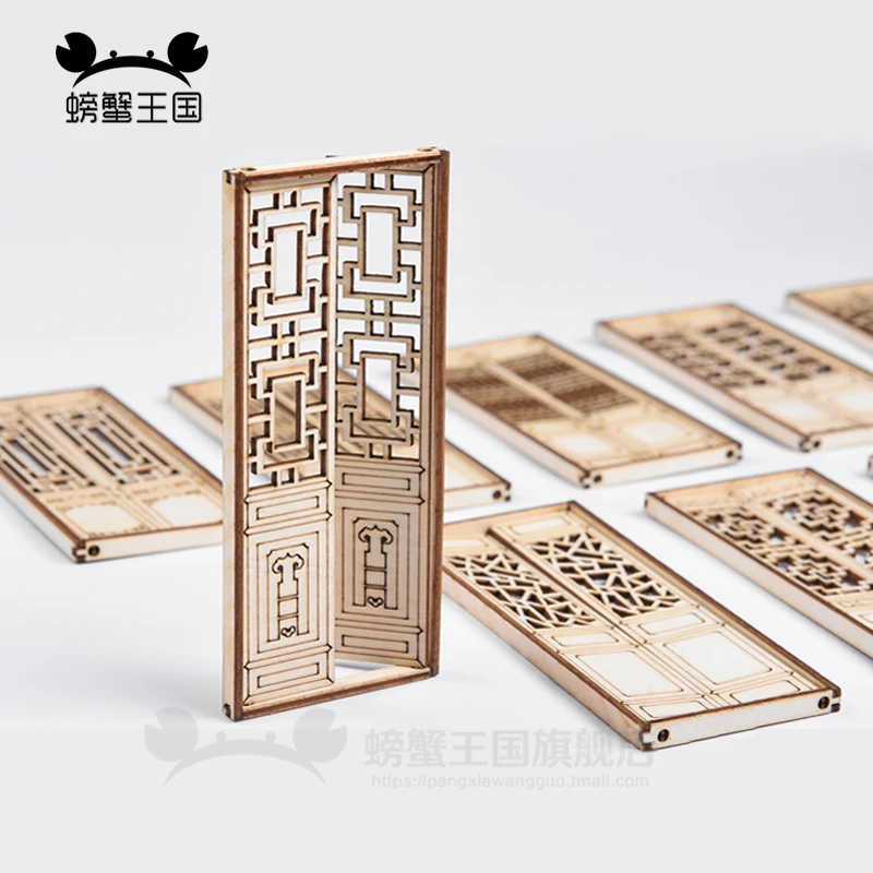 

1/20 Scale Miniature Chinese Furniture Movable Wooden Door Model Building kit Wooden Craft Dollhouse Interior Construction Set