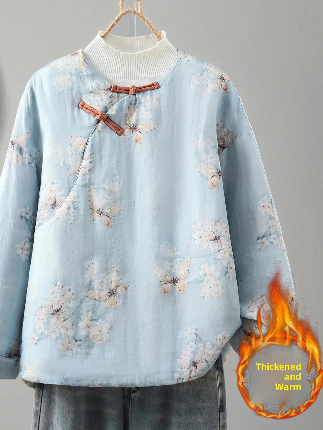 

Женское зимнее хлопковое пальто свободного кроя с цветочным принтом, увеличенный размер, модный дизайн, антивозрастной эффект