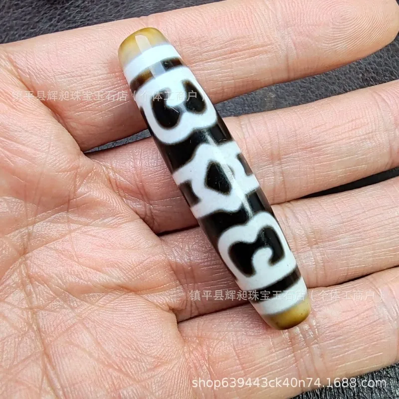 High-Oil, Aged, And Well-Preserved Tibetan-Style Dzi Bead Pendant, 58Mm, Suitable Use As An Accessory Or Charm