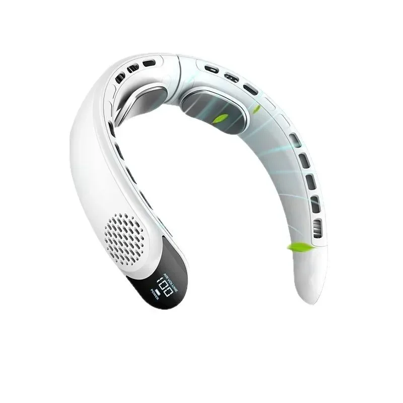 4000mAh Blattloser Tragbarer Nackenventilator Turbinen-Design Ohne Rotorblätter 3 Stufen Superstarker Wind Schnelle Kühlung Digitales Display für Outdoor