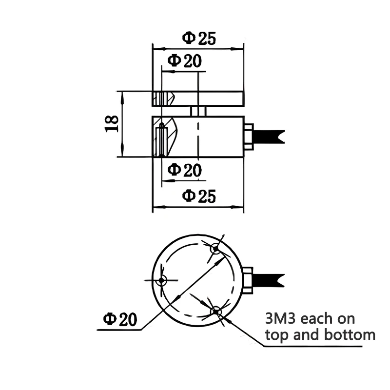 Popular Chinese 25mm Inline Load Cell Miniature Compression and Tension Load Cell for Impact Force Measurement Weighing Sensor