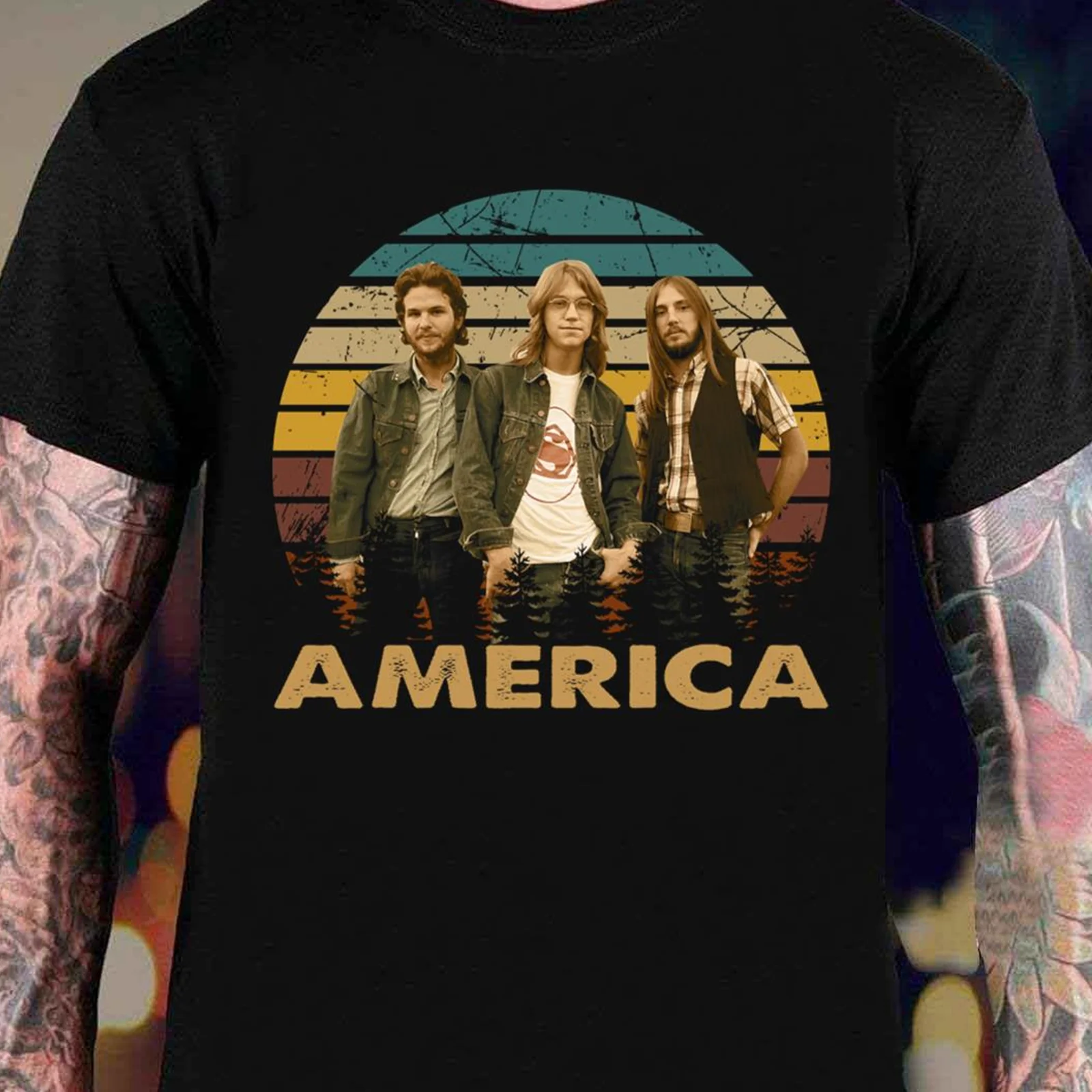 

America Band Artwork T-Shirt Black Short Sleeve