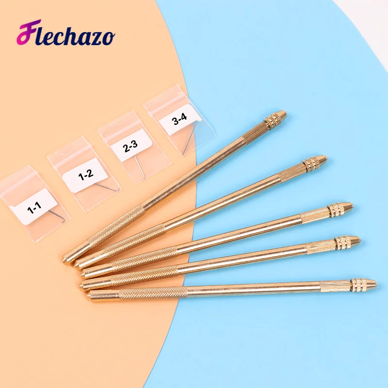 1-4 Pcs Different Size Ventilating Needles For Lace Wigs Making Long Wooden Handle Crochet Needle Hair Wig Making Tools