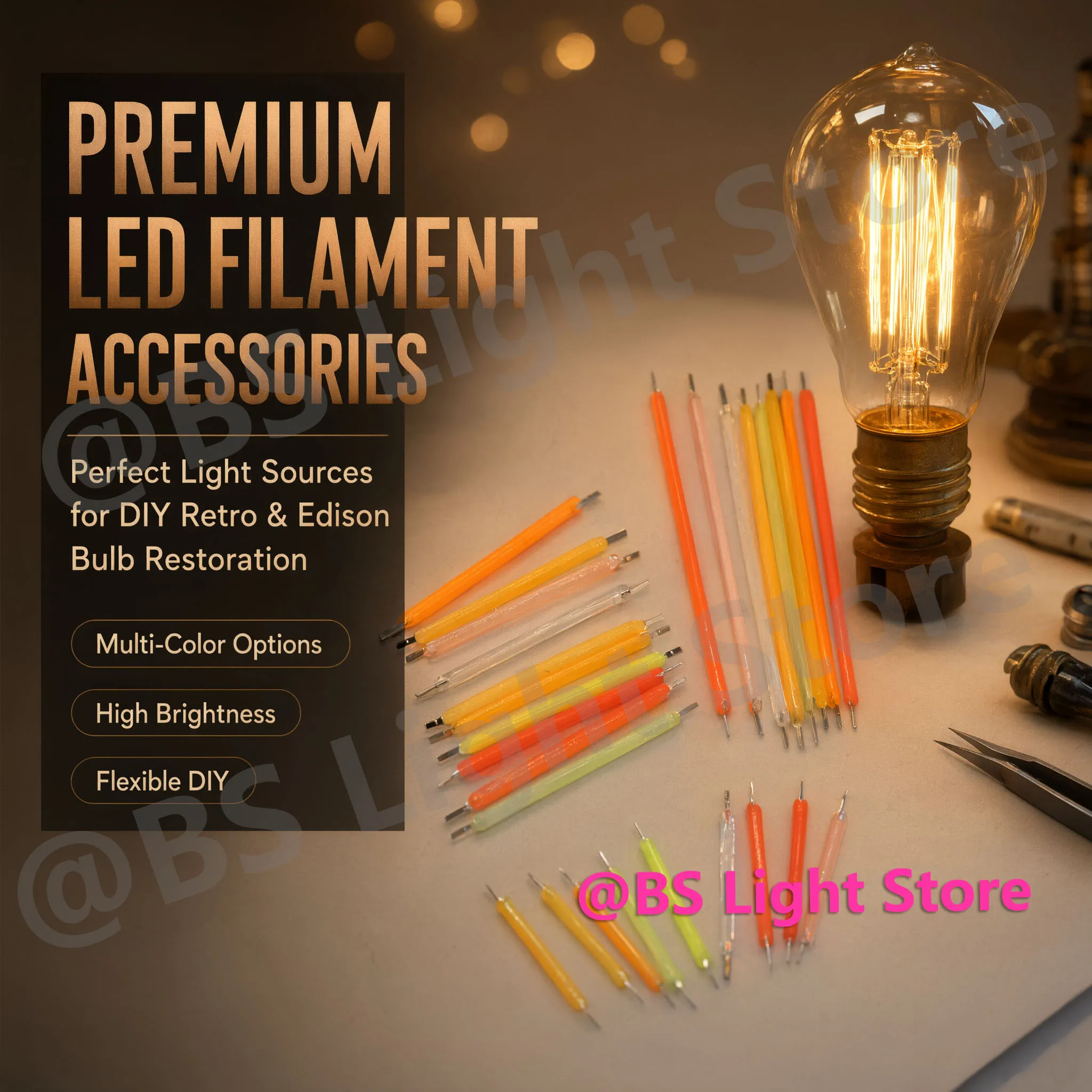 5~20 PCS Box 3V 38mm 26mm 29mm 54mm 68mm LED Filament Multicolour COB Edison Bulb Lamp Light Diodes Holiday Lighting Accessories