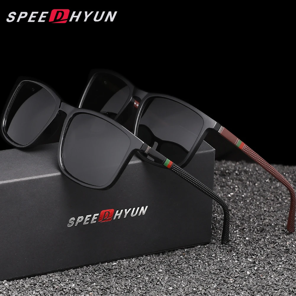 2PACK SPEEDHYUN Causal Men/Women Sunglasses Retro Polarize UV400 Rectangle Sunscreen Glasses Ultralight Driving Outdoor Eyewear