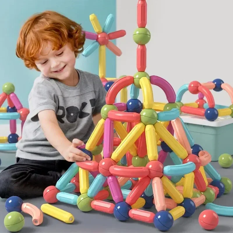 Blocos de construção magnéticos brinquedo conjunto de construção magnética ímã bola varas haste jogos montessori brinquedos educativos para crianças