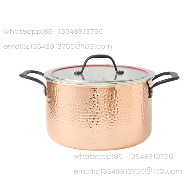 

24Cm thickened high-quality three-layer steel integrated forming hammer copper soup pot binaural