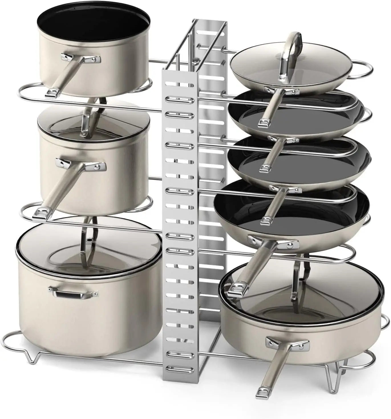 Pot Rack Organizer with 3 DIY methods, Pot and Pan Lid Storage for Cabinet kitchen 8+ Pots and Pan Holder Pot Racks Adjustable