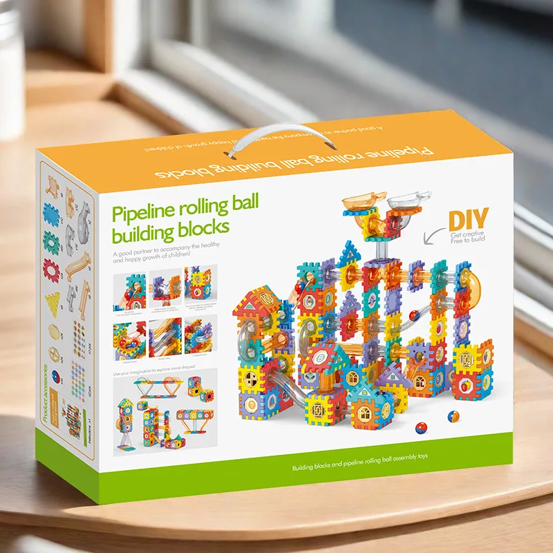 سوبر ماركت نفس النموذج الشريحة السكك الحديدية الكرة المسار نافذة كتلة لعبة تعليمية للأطفال هدية اللبنات البناء #1