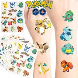 3PCS Pokemon Tattoo Stickers Waterproof Original Pikachu Sticker Funny Cartoon Kids Girls Christmas Birthday Gift Reward Toy