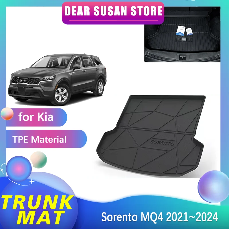 

Car Rear Trunk Mat for Kia Sorento MQ4 PHEV Hybrid 2021~2024 Storage Waterproof Custom Pad Liner Foot Space Rug Cover Accessorie