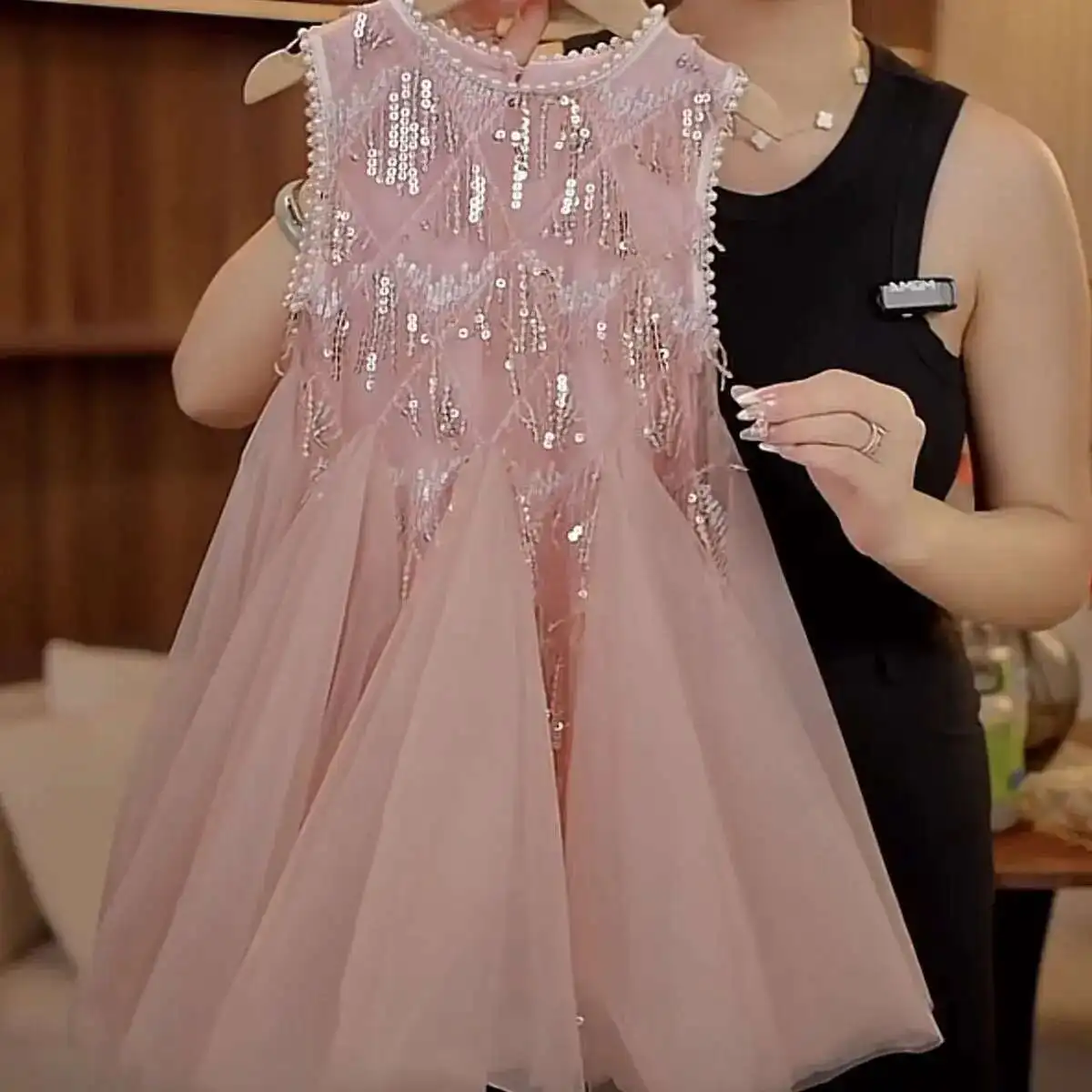 

New Baby Summer Girls Boutique Sequined Party Dress, Princess Kids Sweet Fashion Dress 3-8T