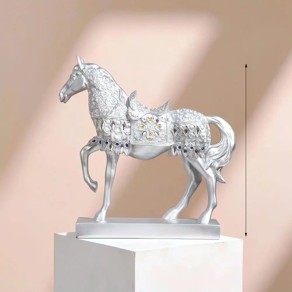 Exquisite Resin Horse Statue Ornament Home Office Desk Decorative Figurine Modern Style Crafts Business Opening Celebration