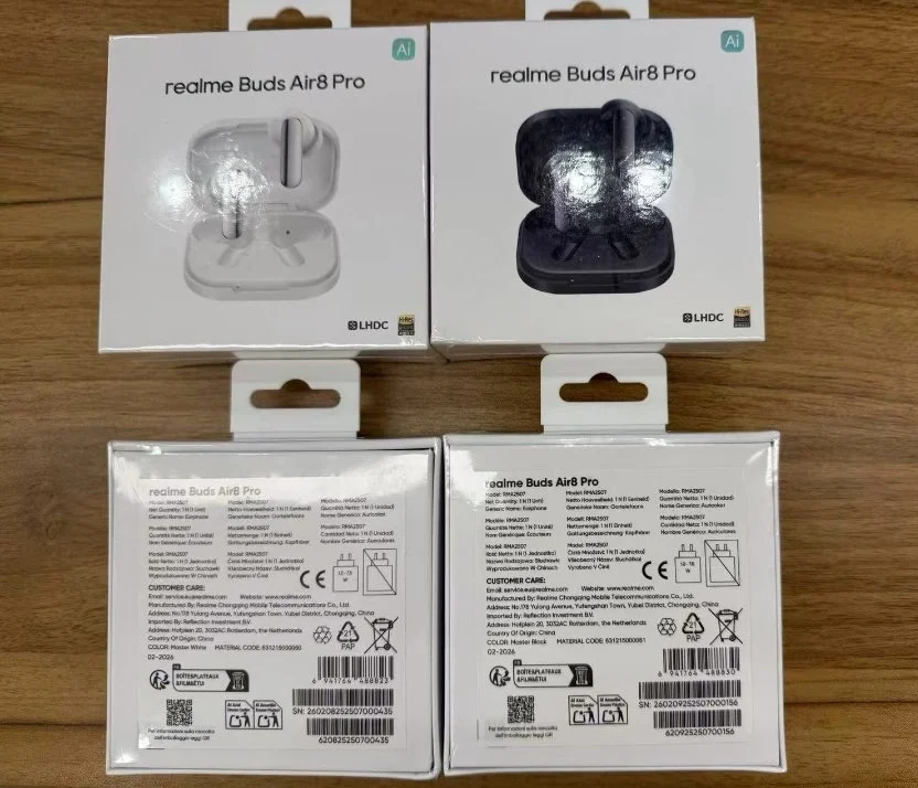 새로운 realme Buds Air 8 Pro TWS 무선 이어폰 55dB 노이즈 캔슬링 블루투스 6.1 헤드폰 글로벌 버전