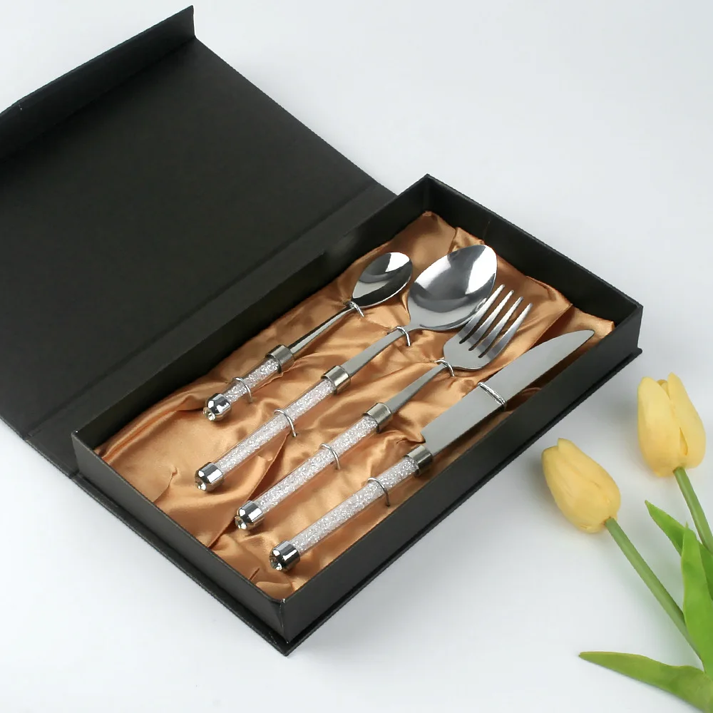 4PCS Stainless Steel Tableware Set Creative Western Cutlery Fork Knife Spoon Gift Dinnerware Sets