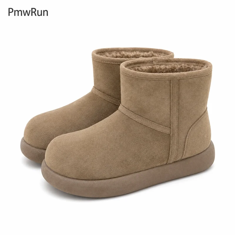 Trend Fashion Winter Plush Boots For Women 2026 Outdoor Anti-slippery Female Padded Cotton Shoes Waterproof Casual Warm Footwear