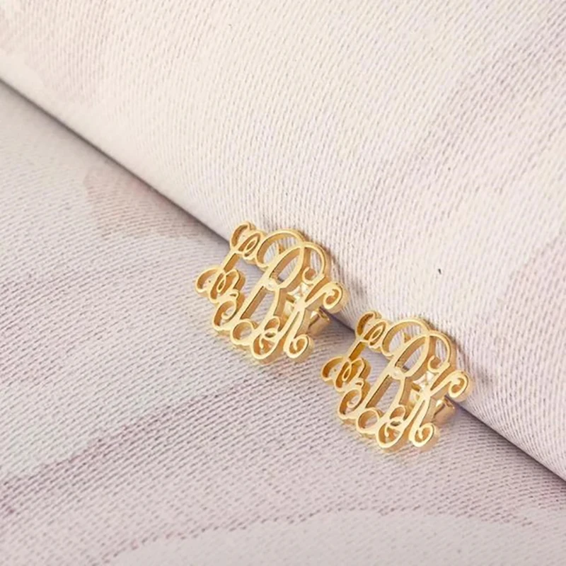 Personalized Name Initial Stud Earrings Custom Monogram Stainless Steel Fashion Jewelry Unique Gift For Her Trendy Women