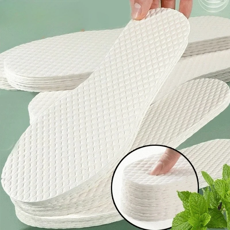 2PCS Natural Wood Pulp Disposable Insoles for Women Men Light Weight Breathable Insole Sweat Absorption Deodorant Shoe Pad
