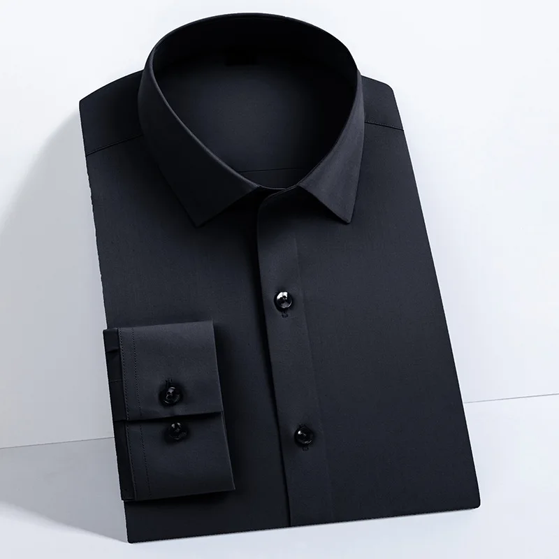 Men Long Sleeve Shirt Top Spring Fashion Non Ironing Slim Fit Casual