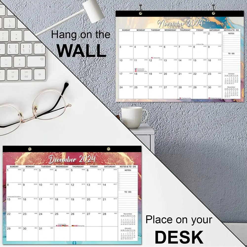 

Desk Calendar Durable Easy-to-read 18-month Wall Desktop Calendar for 2024.1-2025.6 English Multi-purpose Calendar Wall Calendar