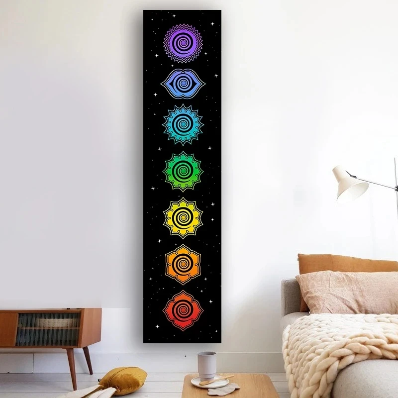 VIKAMA Rainbow Lotus Symbol Tapestry - Wall Hanging for Yoga Studio & Zen Room, Healing Atmosphere Aesthetic Home Decor