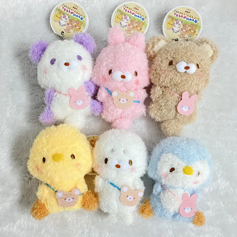 10cm Cartoon Kawaii Penguin Seal Panda Chick Bear Rabbit Plush Toys Cute Animal Stuffed Plush Keyring Pendant Kids Couple Gift