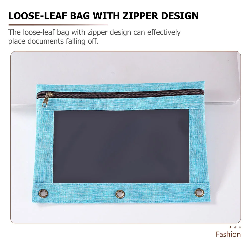 4 stks Bestand Penhouder Oxford PVC Rits Bindmiddel Zakken 3-ring Notebook Document Opslag Draagbare Rits Bindmiddel Zakjes
