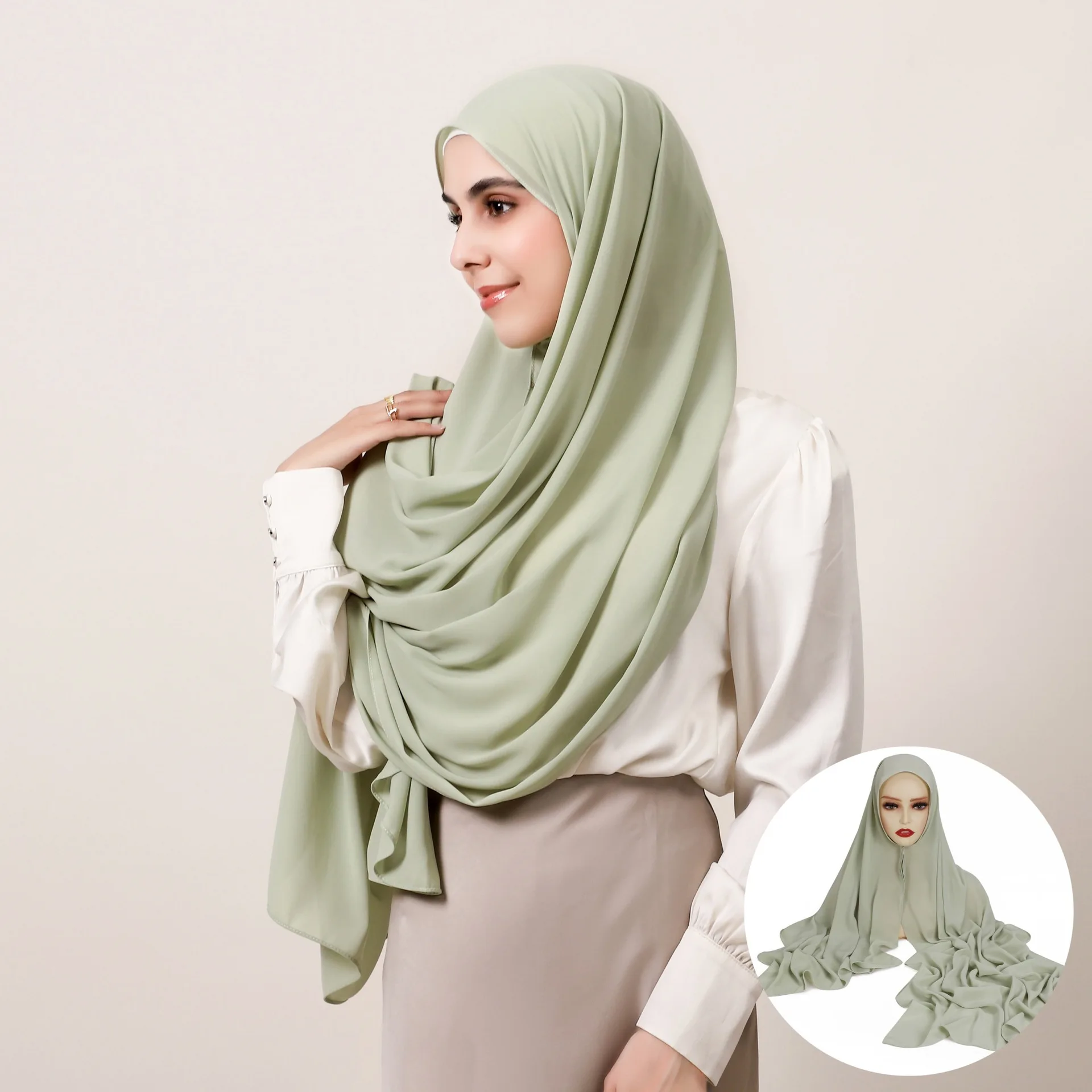 Built-in Magnetic 70*180cm Solid Muslim Chiffon Hijab Shawls Women Scarf Head Wrap Hijabs Scarves Ladies Foulard Islamic Ramadan