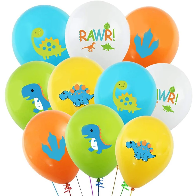 Globos de dinosaurio para fiesta de cumpleaños de niños, 10 piezas, Mundo Jurásico, animales de la selva, bolas de látex, decoración, Baby Shower