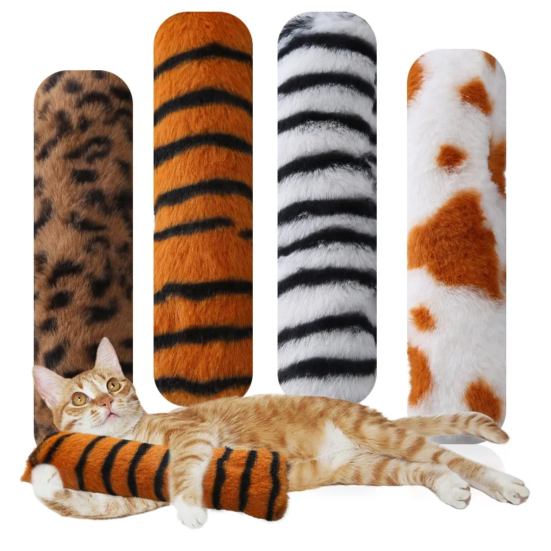 

Pet Toy Leopard Print Plush Cat Mint Toy Creative Animal Stripes Bite with Noise Paper Interactive Cat Toy