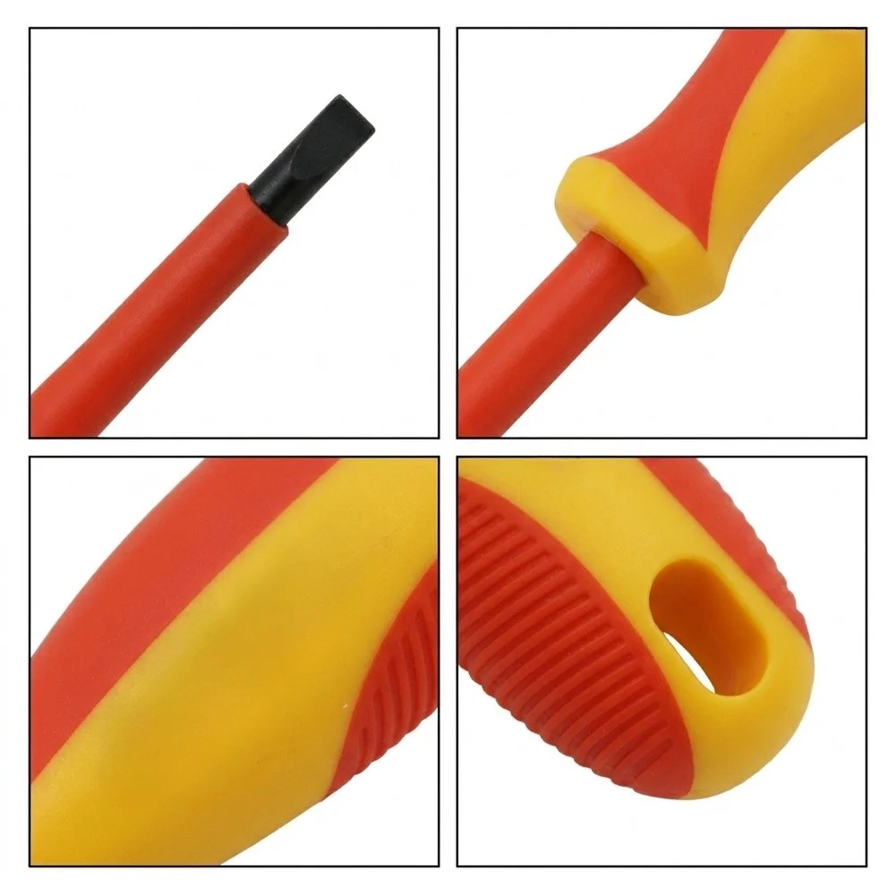 2.5x75mm Insulated Screwdriver Set Chromium Vanadium Steel for Electrical Safety Work Red Yellow Handle Lightweight