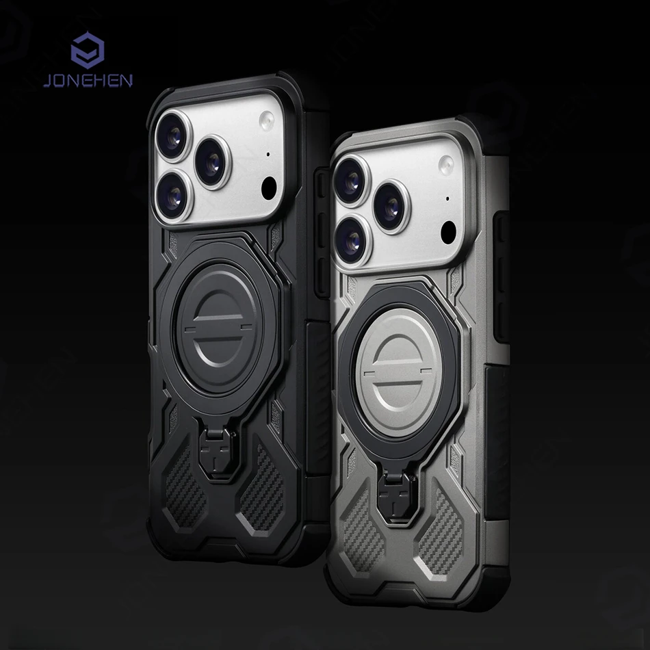 Magnetic For Magsafe Case For iPhone 17 16 15 Pro Max Heavy Duty Shock Absorption Body Protective Rotatable 360 Kickstan Cover