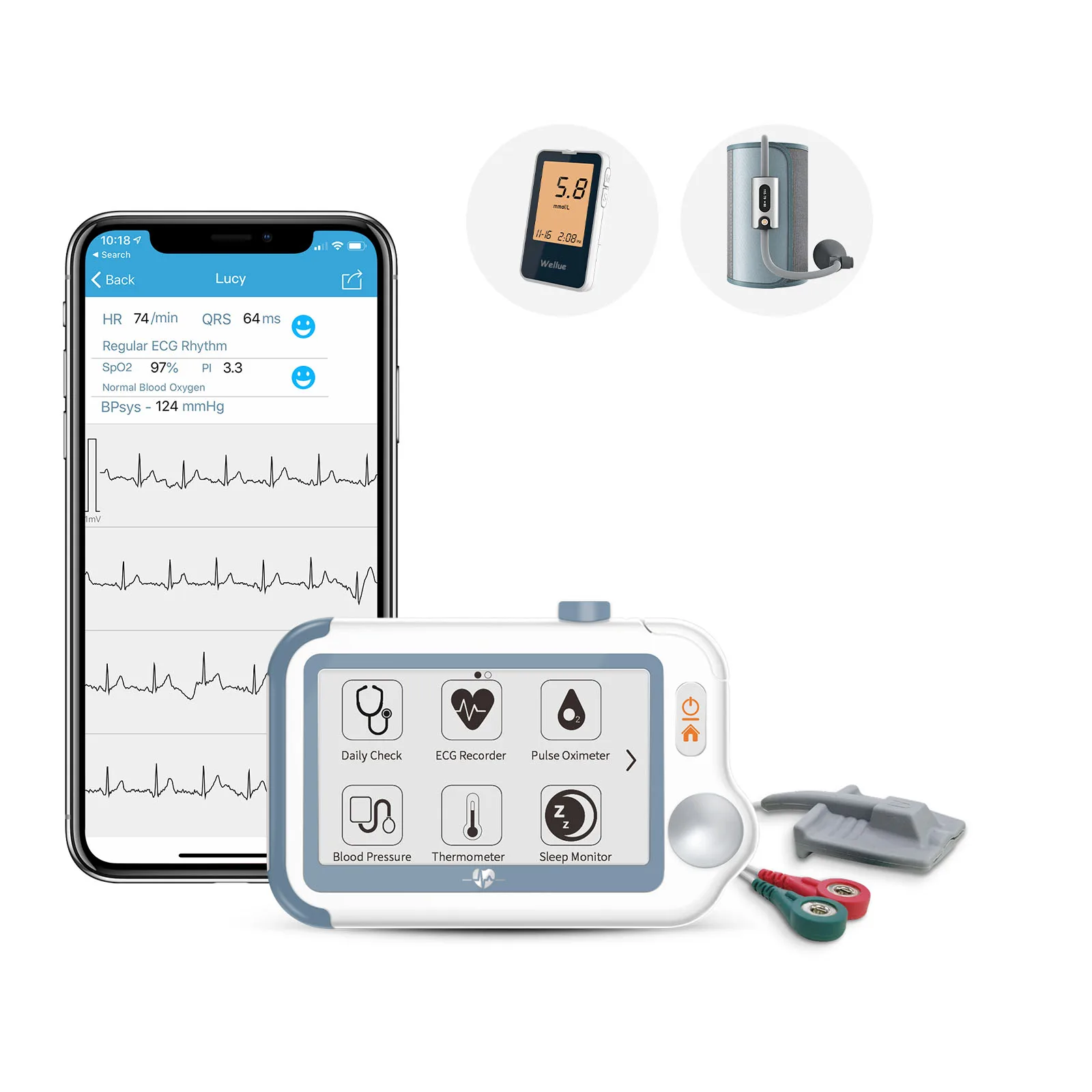 Viatom Checkme Suit Manual Blood Pressure Sensor Spo2 Portable Multiparameter Vital Signs Monitor